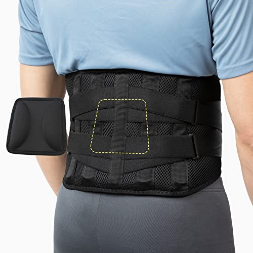 BraceUP Rückenstütze mit Lumbalkissen - Rückenstütze, Rückenstützgürtel, Lendenwirbelstütze für Männer und Frauen (S/M)