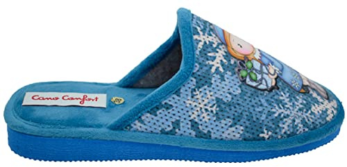 ZAPATILLA CANO CONFORT 3121 BAMARA AGUAMAR SERIGRAFÍA CHICA CON REGALO DE CASA LIGERA PARA MUJER PISO LIGERO 27347 (Azul, numeric_37)