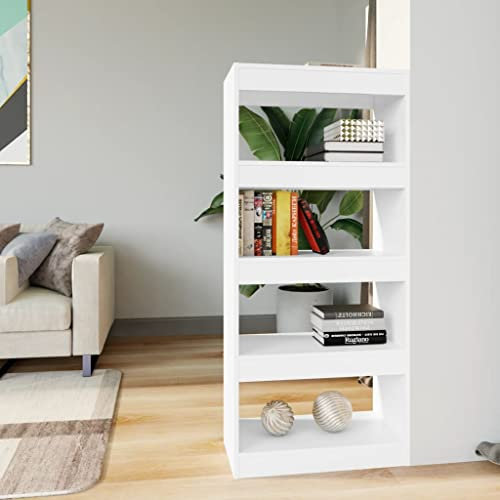 homiuse Mobili da soggiorno, colore bianco, 60 x 30 x 135 cm, in legno, per studio, divisorio in legno, scaffale per scale