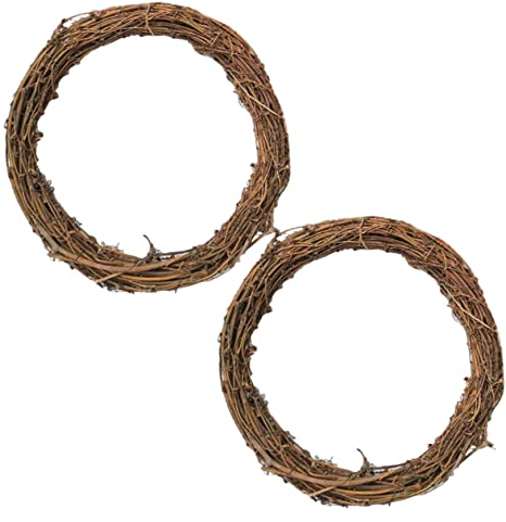 Homoyoyo Weihnachten Bastelkranz, 2 Stück Kranz Weinreben Natur Rattan Retro DIY Weinrebe Kränze für Wand Handgewebt Hängender Zweig zum Selbermachen Ø 30 cm