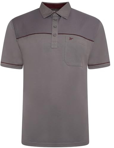 Forge Mens Polo t-Shirt Plain Textured Polycotton Lightweight Causal Smart Polo tee for Men UK - Charcoal - 4XL
