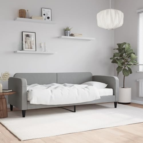 CIADAZ Tagesbett mit Matratze Hellgrau 80x200 cm Stoff, Schlafsofa, Daybed, Bettsofa, Sofa Bed, Sofabett, Schlafcouch, Jugendbett, Bettgestell, Bettcouch - 3196793