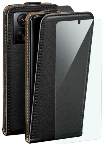 moex 4 in 1 Pack für Xiaomi 13T / 13T Pro Hülle mit 3X Schutzfolie, Schutzhülle 360 Grad Rundumschutz [Flip Case Klapphülle + FlexProtect Folie] Handyhülle PU Leder, Schwarz