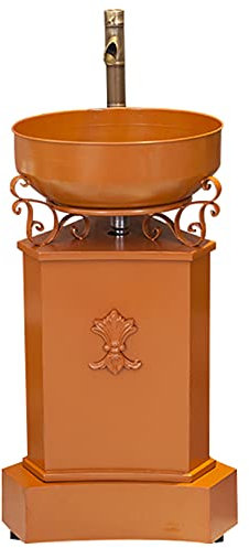 SmPinnaA Mobile Da Bagno Da Terra, Mobiletto Da Bagno Con Lavabo In Ferro Battuto In Stile Industriale Con Rubinetto E Scarico 16,9 X 33,4 Pollici,Arancio