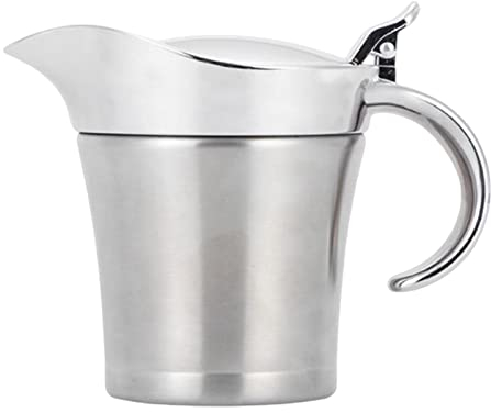Duiaynke Stainless Steel Gravy Boat,Sauce Gravy Boat Pot,Thermal Insulated Gravy Sauce Boat, Sauce Serving Jug Pot & Lid for Gravy, Ketchup (500ml)