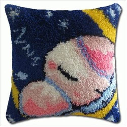 Kits de remache para niños Luna bebé, DIY hecho a mano para alfombras de enganche Kits de alfombra traje para el hogar textil cojín bordado manualidades (43×43Cm)