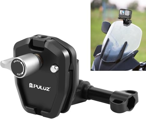 PULUZ Motorrad Windschutzscheiben Halterung Klemme für GoPro Hero 13 12 11 Max 2 Lit Hero Zubehör, Action-Kamera Clamp Clip für Insta360 Ace Pro/DJI Osmo Action 5 Pro 4 3/SJCAM/AKASO und andere