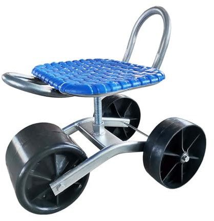 Mobiler Gartenhocker mit Rollen, Rollsitz Garten Gartenstuhl, Drehbarer Gartenhocker, Höhenverstellbarer 360 ° Drehbarer Fahrbarer Gartensitz, Für Jäten Gartenarbeit Rasenpflege Im Freien(Color:Blau)