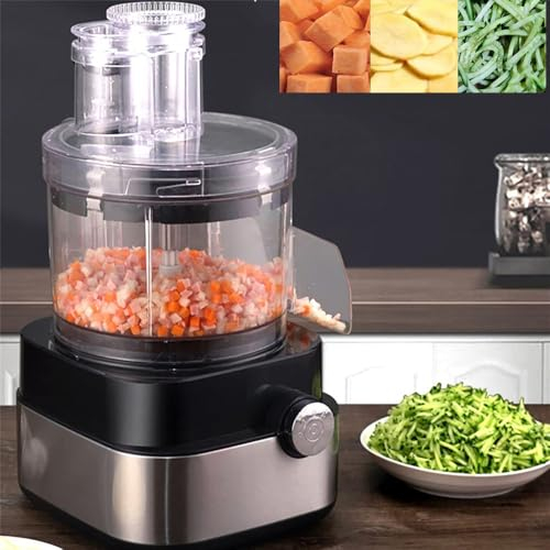 WHYYDSS Coupe-légumes électrique en Cube d'une capacité de 5000 ML, Hachoir électrique de 600 W, Coupe-légumes électrique en Forme de Cube de 6/8/10/13/15 mm, Coupe-Pomme de Terre, Tomate, Oignon