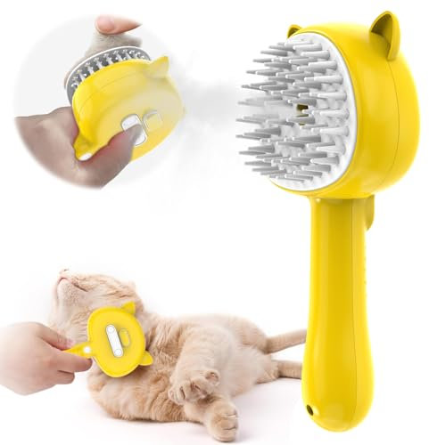 Katzenbürste Mit Dampf, 4 in 1 Dampfbürste Katze, Multifunktionale Katzen Bürste, Katzen Dampfbürste für Massage, Pflege Und Haarentfernung Tierhaarbürste Dampfbürste Mit Wassertank Dampfbürste Katze