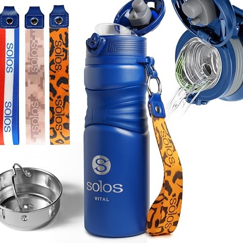 SOLOS Botella con infusor y filtro extraible 650 ml, botella para agua con fruta y hierbas, te frio, cafe frio y bebidas frias, para oficina, casa, coche y viaje