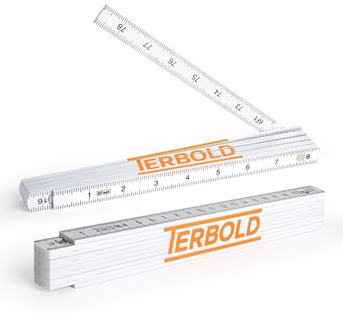 Terbold Folding Ruler 6ft 2m Yard Stick, Metric and Imperial Measurements, Durable Fiberglass Carpenter's Fold Rule Yard Stick (Pack of 2)