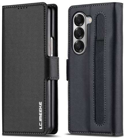 ZHOZEXIN Wallet Pu Leather Case for Samsung Galaxy Z Fold 5,Magnetic Closure Pu Leather with Pen Slot, Cash slot & Screen Protector Cover Case for Samsung Galaxy Z Fold 5 (Black)