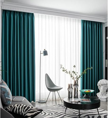 Wycian Fertiggardinen Gardinen 2er Set Dunkelgrün Verdunkelung Unifarbe H183 x B107 cm (2er Pack) Polyester