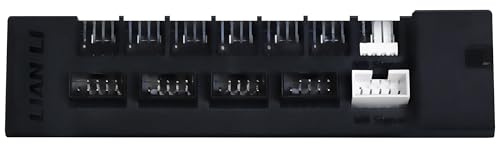 Lian Li Edge Gold USB & Fan Hub – Black, 6× 4‑Pin PWM Fan Ports, 4× Internal USB 2.0 Headers, Magnetic Mount