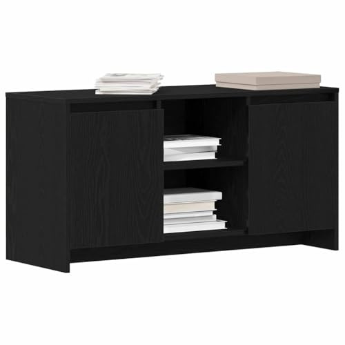 vidaXL TV Cabinet Black Oak 40.16 x 14.76 x 20.67 in Engineered Wood, Chic Living Room Lowboard, Sleek TV Stand, Compact Media Cabinet, Stylish Entertainment Hub, Built from Engineered Wood