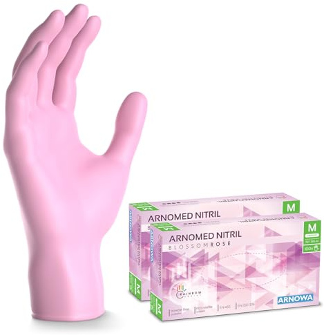 1000x ARNOMED® Einweghandschuhe Rosa, Nitril Handschuhe, Einmalhandschuhe M | Nitrilhandschuhe Einweg puderfrei, Gummihandschuhe Einweg, Schutzhandschuhe, Handschuhe Nitril in XS, S, M, L