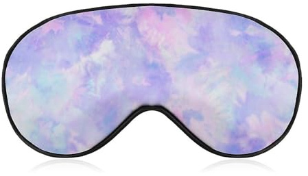 Bequemer Augenschutz für die Nacht, mit Blumenmuster in Lila und Batikmuster, weiches elastisches Band für Damen und Herren