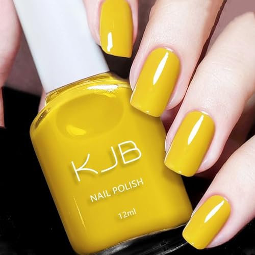 Yellow Nail Polish - Lemon Yellow Nail Varnish - 60 Second Quick Dry Long Lasting Nail Varnish - Breathable Chip Resistant Vegan No Bake for Women Manicure Home