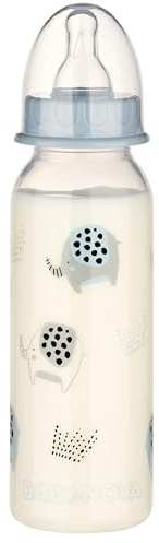 babynova 240ml nappflaskeset (3-pack) med anti-kolik medium flöde silikonnapp för nyfödda - Tillverkad i Tyskland - BPA-fri - Elefanter