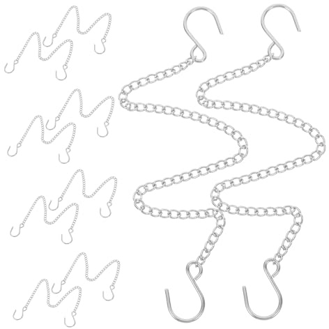 CHILDWEET Chaînes Suspendues En Acier Inoxydable 10 Pièces 11.81 Pouces Avec Crochets Polyvalents Pour Jardinières Mangeoires À Oiseaux Lanternes Et Panneaux D'Affichage