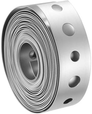 1 Pack 3/4 Inch × 10ft Galvanised Steel Band Metal Fixing Strap with Perforated Holes Builders Fence Brackets Fixing Banding Ties and Pipe Support Hanging Metal Strapping Strip with Holes