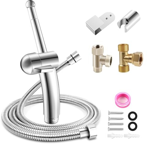 Llizuia Verbessertes Bidet Handbrause Set für Toilette mit einstellbarer Wasserdruckfunktion, mit G1/2 & G3/8 Dreiwege-Umschaltventile, Bidet Einsatz für Toilette, für WC Persönliche Hygiene