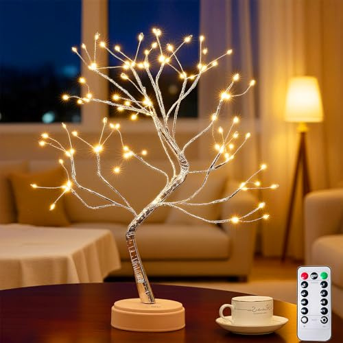 Lampada Albero Led,108 Led Lampada Ad Albero Illuminata Con Telecomando,8 Modalità,Usb/Batteria(AA),Tree Di Betulla Luminoso Per Natale,Matrimonio,Feste,Tavolo E Interni