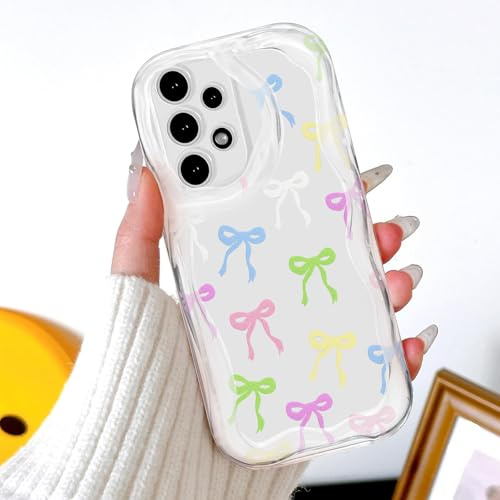 BEENTRYS rosett mönster fodral för Samsung Galaxy A13 4G / A13 LIE 4G telefonfodral,söt klart lockig och vågig ram estetisk flickor kvinnor Transparent TPU mjuk stötsäkert skyddsfodral-Färg