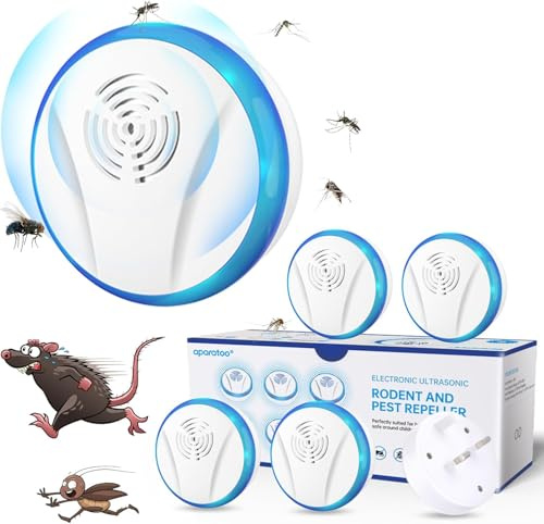 Ultraschall Schadlingsbekampf, Ultraschall Gegen Mäuse 6 Stück, Ultraschall Schädlingsbekämpfer Plug-In, Mückenstecker für Kakerlaken, Mäuse, Fliegen, Mücken, Spinnen,Harmlos Haustiere