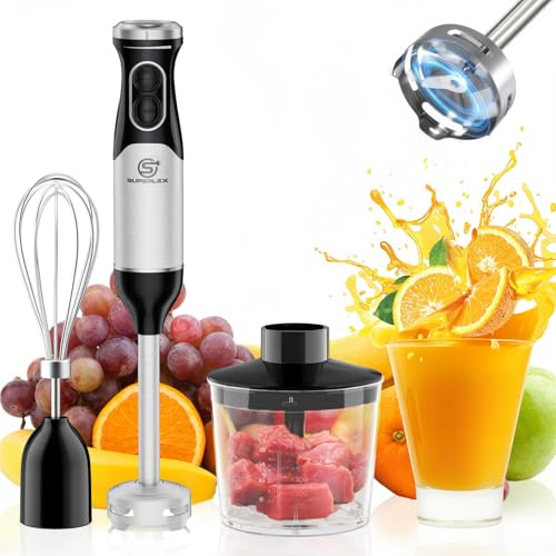 SUPERLEX Hand Blender, 3-in-1 Stick Blender Set, Stainless Steel Blade
