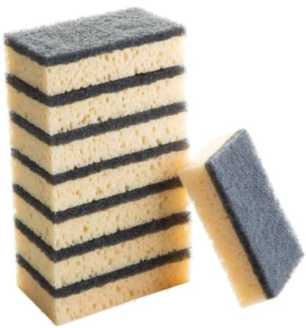 GANAZONO 8 PCS Dual-Sided Kitchen Cleaning Sponges Black Multi-Purpose Non-Scratch Dish Washing Pads High-Density Scourer for Kitchenware Bathroom Furniture Car Cleaning