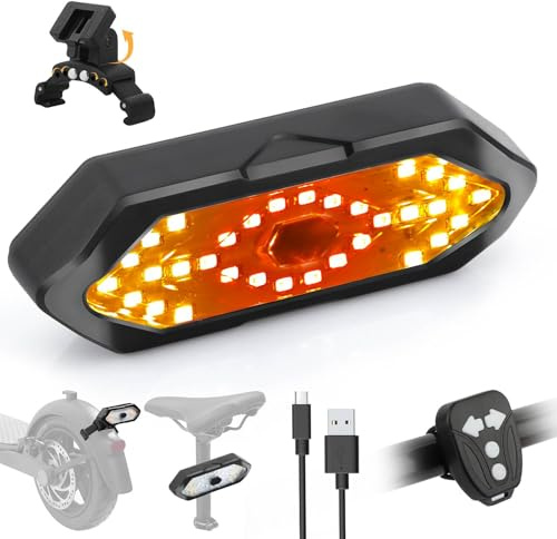FXINRUIA E Scooter Blinker mit USB Fernbedienung mit Sockel für 5-8 cm Schmutzfänger Scooter Zubehör mit Xiaomi Ninebot Nur für Scooter geeignet