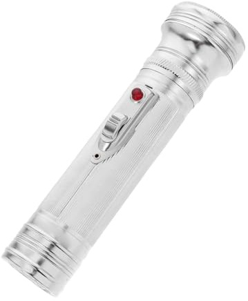Alipis Lampe Torche Rétro en Métal Années 80, Lampe Torche à Piles Puissante, Portable Vintage pour Usage Extérieur et Maison, 2 Piles d Incluses, Éclairage Solide pour Plusieurs Styles
