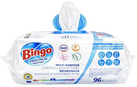 Bingo 6x Reinigungs Streifenfrei Oberflächenreinigungstücher Staubreiniger Abdeckung Kraftvolle Markenqualität Glas & Oberflächen – Schnell trocknend