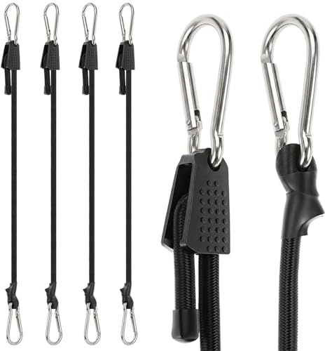 Spanngummi mit Karabiner Haken, Verstellbar 100cm, 4er Set – Elastischer Gummispanner mit Aluminium Karabiner für Fahrrad, Auto, Camping & Garten
