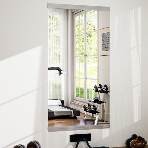 BEAUTYPEAK Wandspiegel 152x83 cm, Groß Ganzkörperspiegel für Home Gym Wand | HD Fitness Spiegel ohne Verzerrung, Rahmenlos Bruchsicheres Glas, Trainingsspiegel für Schlafzimmer, Wohnzimmer, Workout