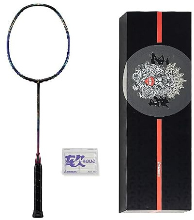 Professionell badmintonracket av kolfiber, King K9 II tävlingsbadmintonracket 4U lätt och hållbar för Speed & Attack Type (get Strung)