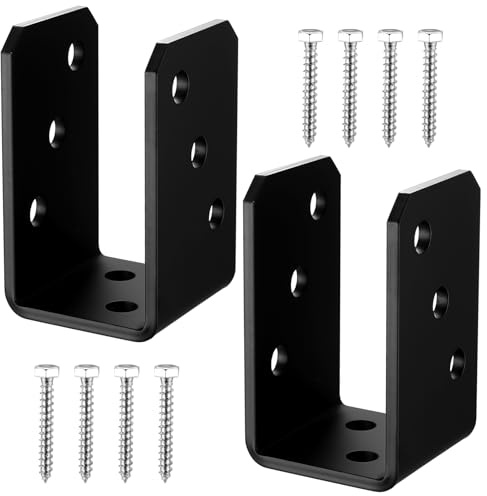 ANBEEISS 2 Pzs Soporte en U, 50x102x60 mm | Para Postes de Cerca y Madera, Anclaje en U, Base Atornillable, Montaje Reparación Fijación, Estacas Jardín y Cenadores