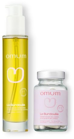 OMUM - Duo In & Out Traitement vergetures peau souple et élastique Huile sèche 100 ml + complément 60 gélules 1 mois