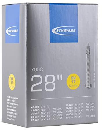 Schwalbe Fahrradschlauch Nr. 17 – Trekking & City Schlauch 28 Zoll (ETRTO 28/47-622/635) – Ventil SV 60mm – Robust & Alltagstauglich – Schlauch für Fahrrad