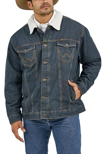 Wrangler Cowboy Cut Western Lined Denim Jacket, Sherpa/Denim, Large Tall
