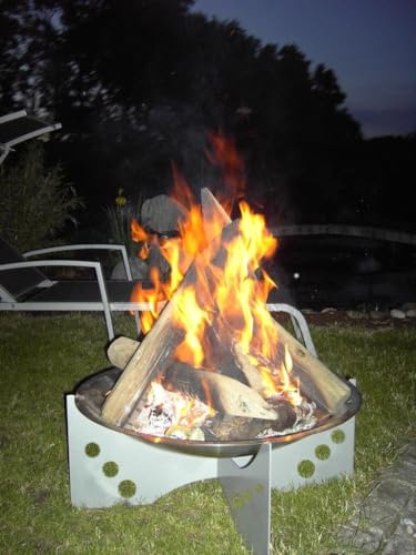 Feuerschale aus Edelstahl ØxH: 700x300 mm, Design 1: rund, für Garten oder Terrase (Marke: Szagato) Made in Germany (Grillschale, Feuerkorb, Design-Feuerschale Edelsathl, Kaminschale)