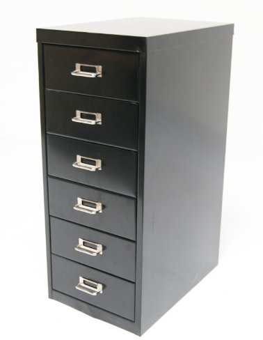 Szagato Schubladenschrank Metall 6 Schubladen HxBxT 66x28x40cm schwarz | Schubladen-Container Büroschrank Werkzeugschrank Aufbewahrungsschrank