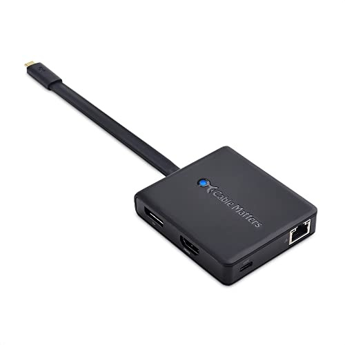 Cable Matters USB C Multiport Adapter (USB C Dock) w/HDMI/DP/VGA, USB 2.0, Fast Ethernet, 60W PD in Black - Compatible with MacBook Pro, Dell XPS, HP Spectre x360 & More | 4K@60Hz, 60W Charging, USB 2.0 480Mbps Data, 100Mbps Fast Ethernet, Compatible with Thunderbolt 4/USB4/Thunderbolt 3 Ports