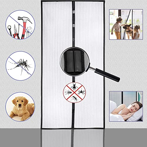 Voarge Magnet Fliegengitter Tür Insektenschutz 95x210cm, Der Magnetvorhang ist Ideal für die Balkontür, Kellertür und Terrassentür, Kinderleichte Klebemontage Ohne Bohren, Nicht Kürzbar (95x210)