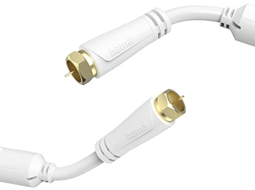 TV-Antennenkabel SAT-Kabel 1,5 m mit F-Stecker auf F-Stecker, vergoldet (100 dB Satellitenkabel dreifach geschirmt mit Ferritkern, Koaxialkabel 75 Ohm, SAT-Anschlusskabel für HDTV, Full HD, 4K, 8K)
