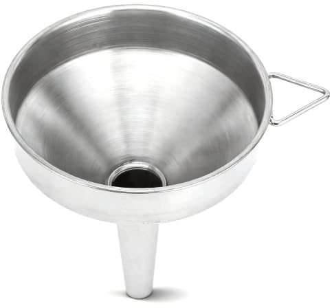 Embudo de acero inoxidable, embudo para aceite de boca ancha, embudo | Acero inoxidable 304, boca ancha, boquilla de 1,2 cm, apto para lavavajillas, diseño apilable, para aceite y especias