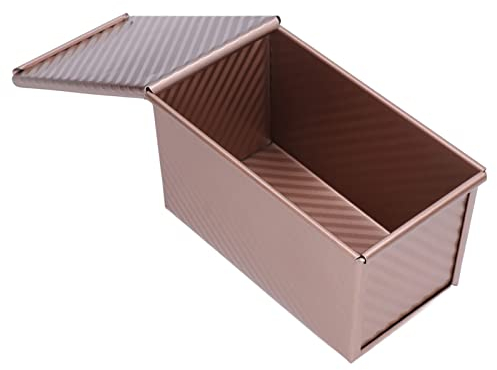 Molde para Pan 1 Pieza, Molde para Pan Antiadherente, Molde para Tostadas de Acero Al Carbono con Tapa para Hornear Pan, para Hornear en Horno(oro)