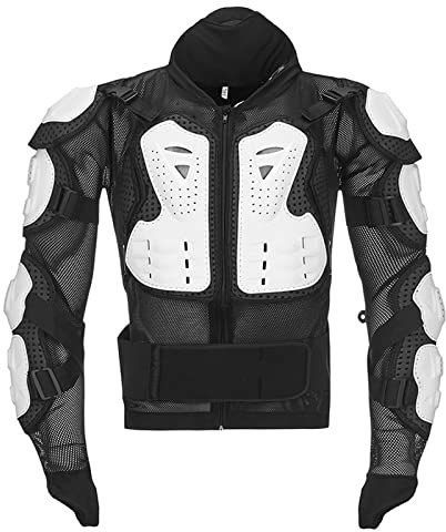 DZQUY Chaqueta protectora para moto con protección de espalda antigolpes para hombres y mujeres, para MTB patinaje en bicicleta, esquí, color blanco, XXL